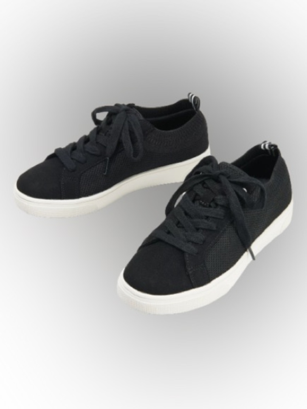 Propet Kenna Black Knit Lace-Up Sneakers with White Sole